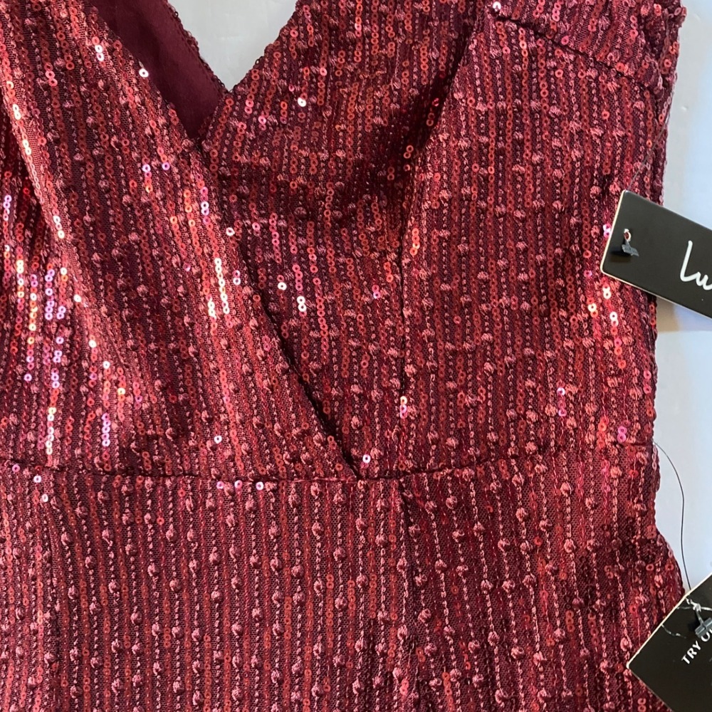 LULUS Catching Compliments Burgundy Sequin Maxi Dress Holiday Glam XS -NWT - Picture 12 of 16